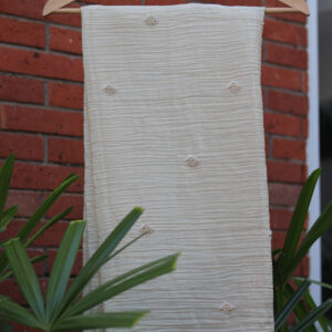 Dyeable Crush Tissue Fabric with Hand Embroidery – Elegant & Customizable