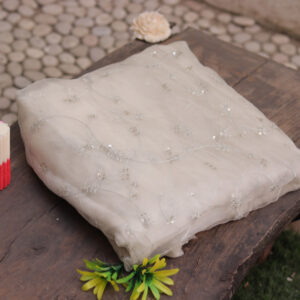 Dyeable Hand Embroidered Net Fabric