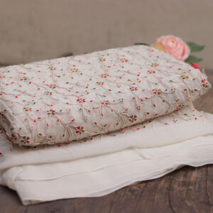 Dyeable Georgette Embroidered Fabric – Elegant & Customizable