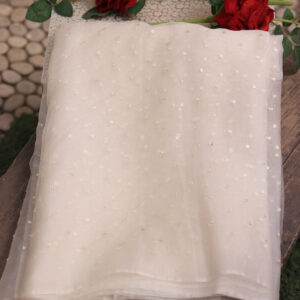 Dyeable Organza Embroidered Fabric – Elegant & Customizable