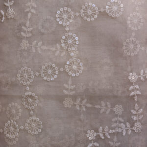 Dyeable Organza Fabric with Embroidery – Elegant & Customizable