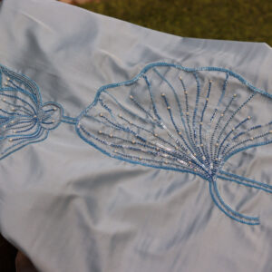 Ice Blue Armani Hand-Embroidered Semi-Stitched Co-ord Set