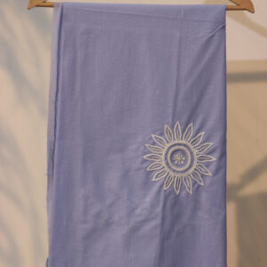 Sky Blue Cotton Hand-Embroidered Shirt Fabric