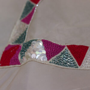 White Georgette Hand-Embroidered Top with Cotton Bottom