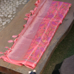 Elegant Pink Printed Silk Dupatta